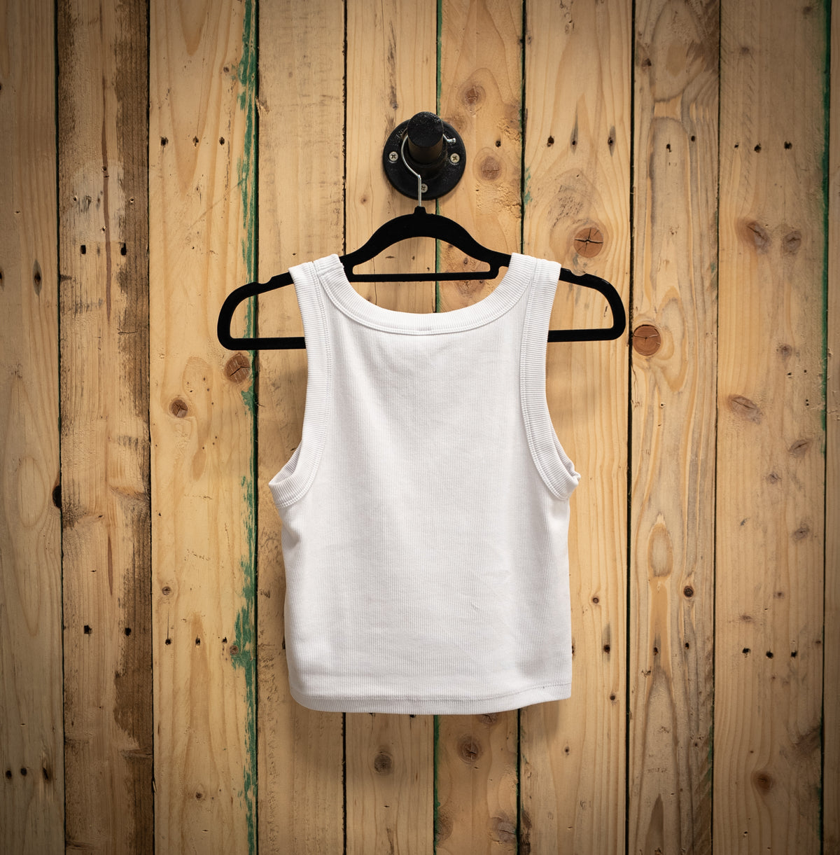 Boujon Bakery women's ribbed cropped vest top in white, back