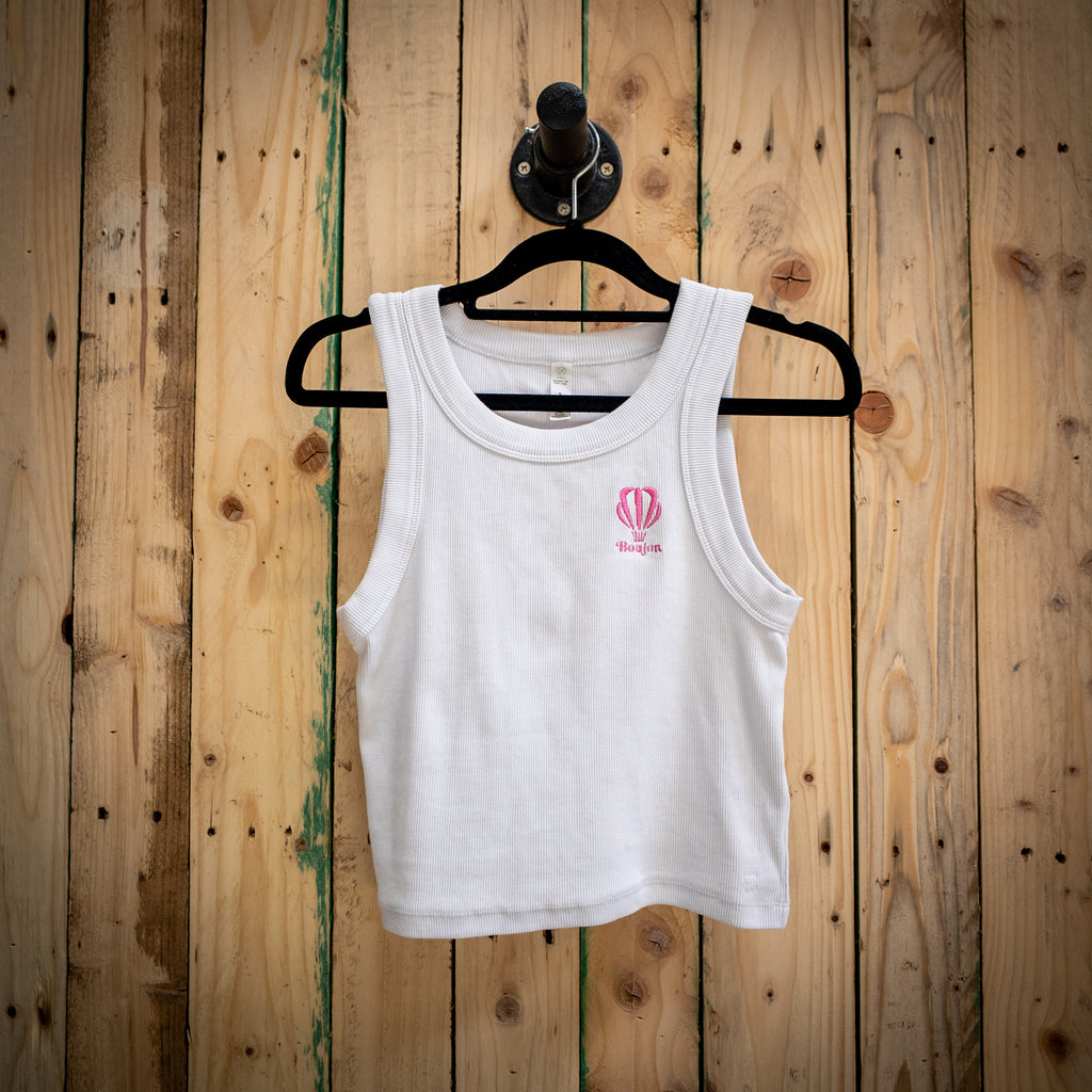 Women's Ribbed Cropped Vest Top in White