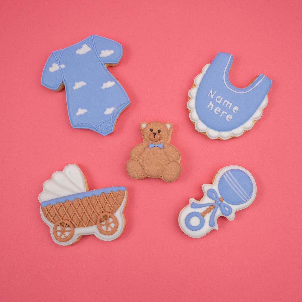 Newborn Baby Blue Iced Biscuit Box – Large