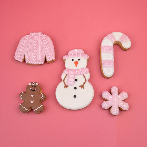 A Pink Christmas Iced Biscuit Box - Large